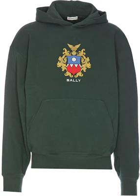 BALLY Printed Embroidered Hoodie Green - Long Sleeve Pullover MJE065-CO227-U677 Buy BALLY Printed Embroidered Hoodie Green - Long Sleeve Pullover MJE065-CO227-U677