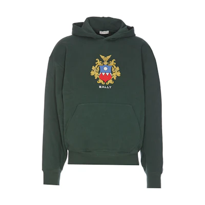 BALLY Printed Embroidered Hoodie Green - Long Sleeve Pullover MJE065-CO227-U677