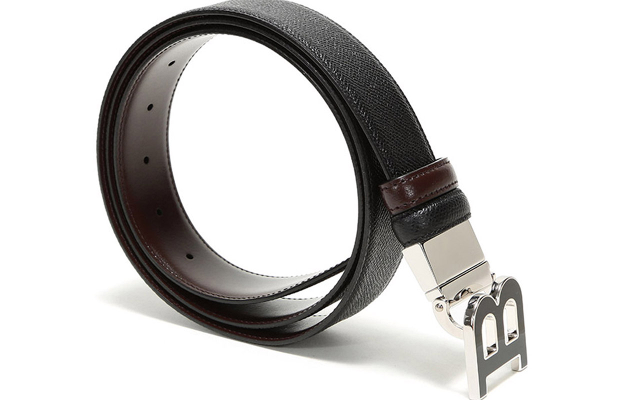 Lookbook BALLY 男士双面皮带 黑色/棕色 可调节扣头 宽度3.4cm B-BUCKLENAMEL-35-M-130