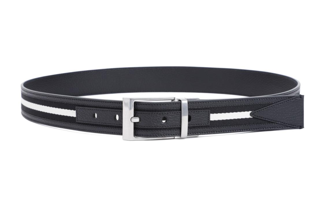BALLY Silver Buckle Polyester  Black Belt - 3.5CM Width. MBB02PSI057I945P