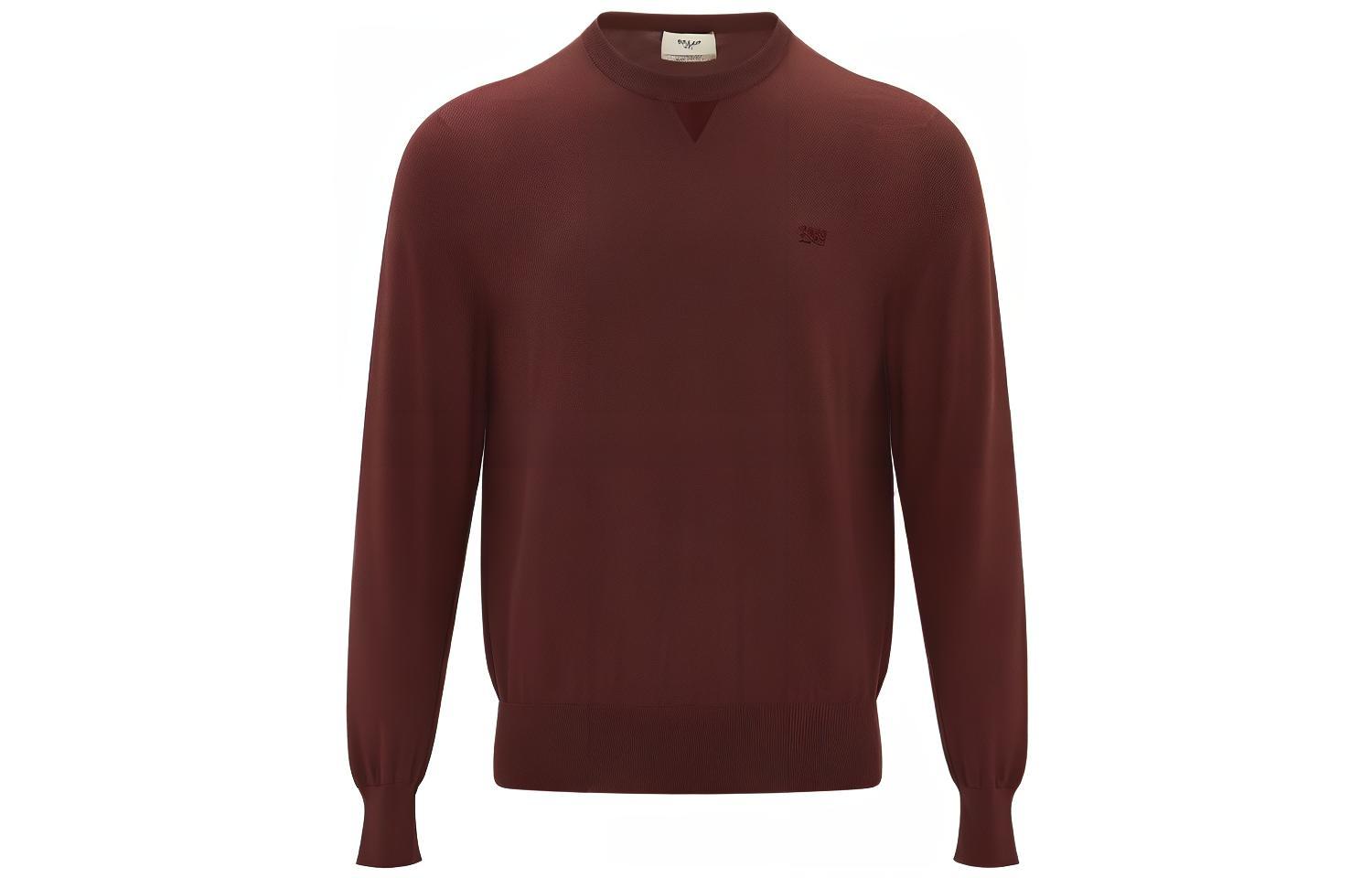 BALLY Solid Color Crewneck Pullover Sweatshirt - Red 6300792