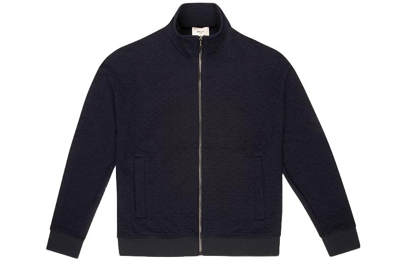 BALLY Solid Color Stand Collar Long Sleeve Jacket - Blue 6300785