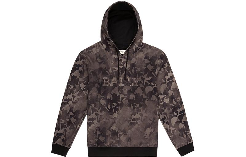 BALLY SS22 Black Graphic Print Drawstring Hoodie 6301371