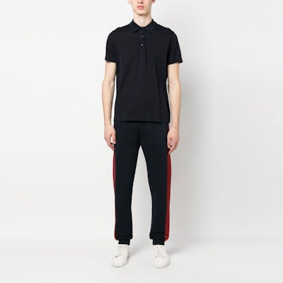 BALLY SS23 黑色针织侧条纹运动长裤。 6303790 Lookbook BALLY SS23 黑色针织侧条纹运动长裤。 6303790