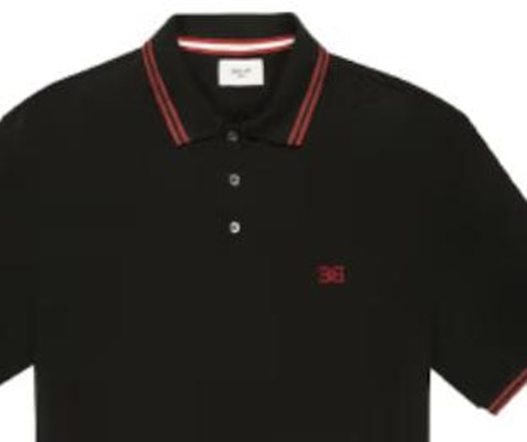 BALLY SS23 Baju Polo Lengan Pendek Jalur Hitam Bertrim. M5BA760F-7S372-F000 Details for BALLY SS23 Baju Polo Lengan Pendek Jalur Hitam Bertrim. M5BA760F-7S372-F000