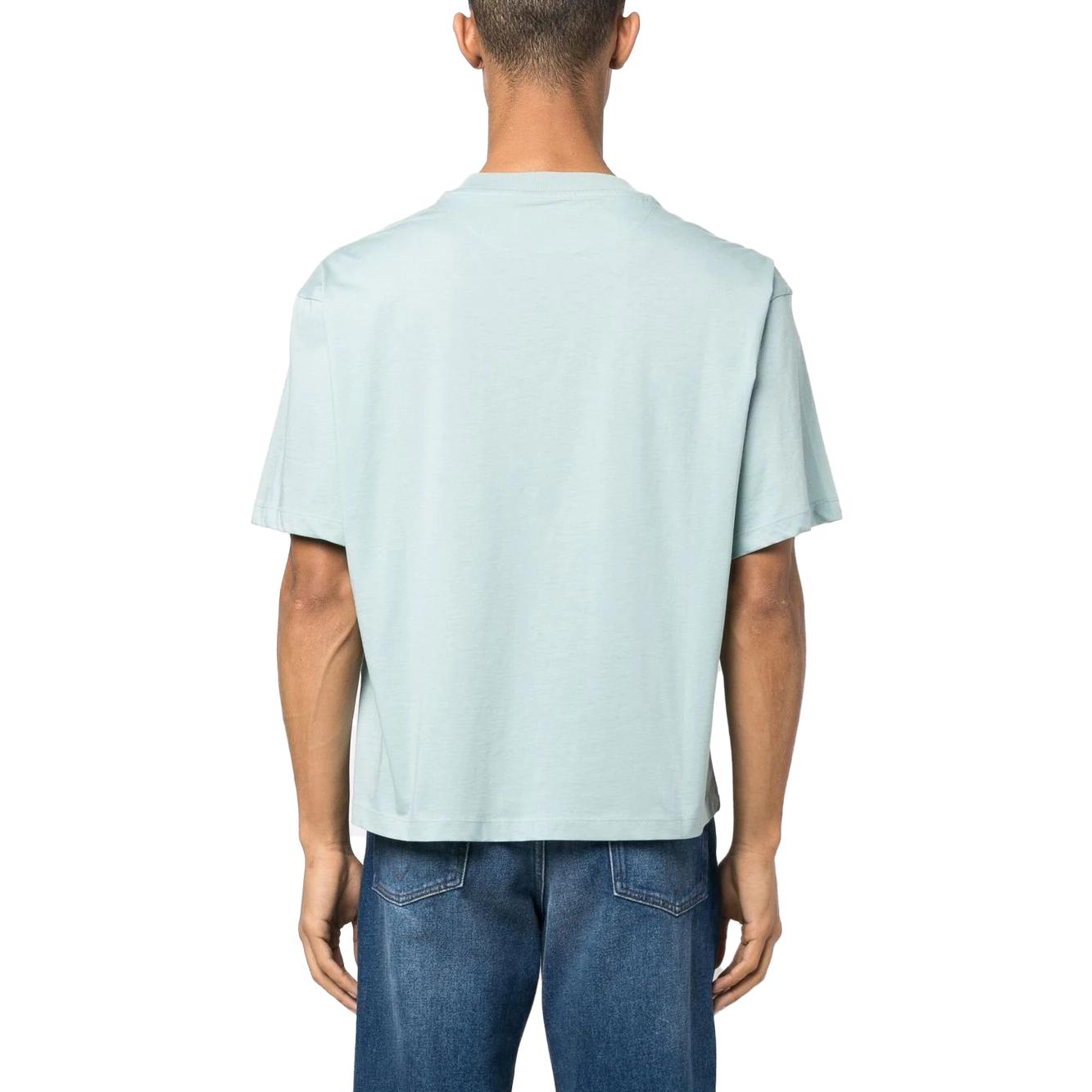 Shop 발리 SS23 블루 크루넥 티셔츠 레터 패치 디자인. 6302885