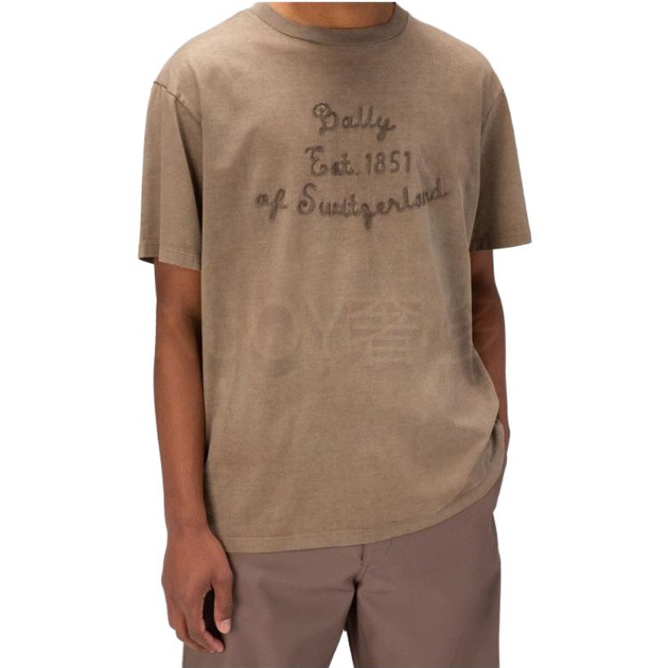 Lookbook バリー SS23 ブラウン ロゴ クルーネック 半袖 Tシャツ. 6300927