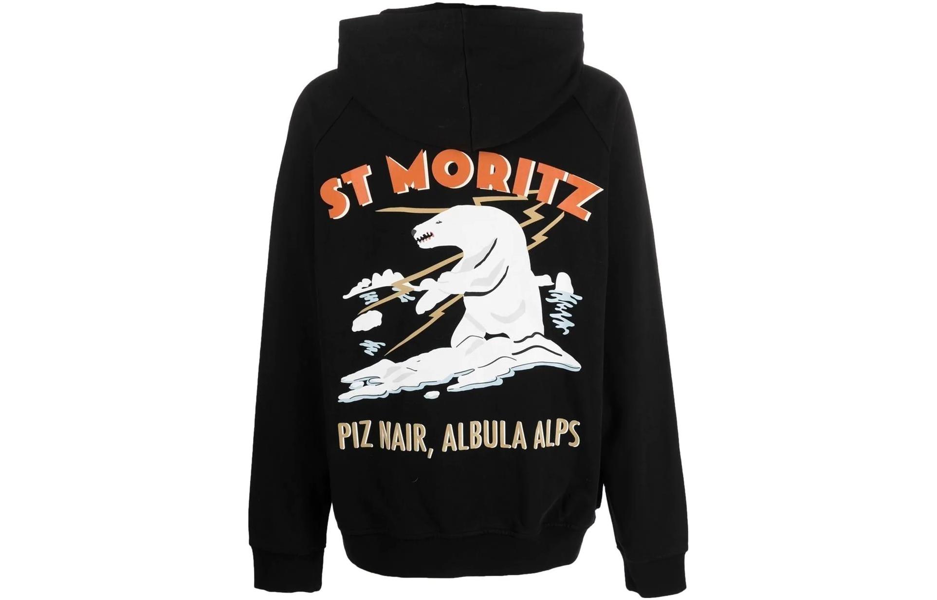 Order 발리 SS23 그래픽 프린트 풀오버 후디 블랙. MCC00T-CO122U-901