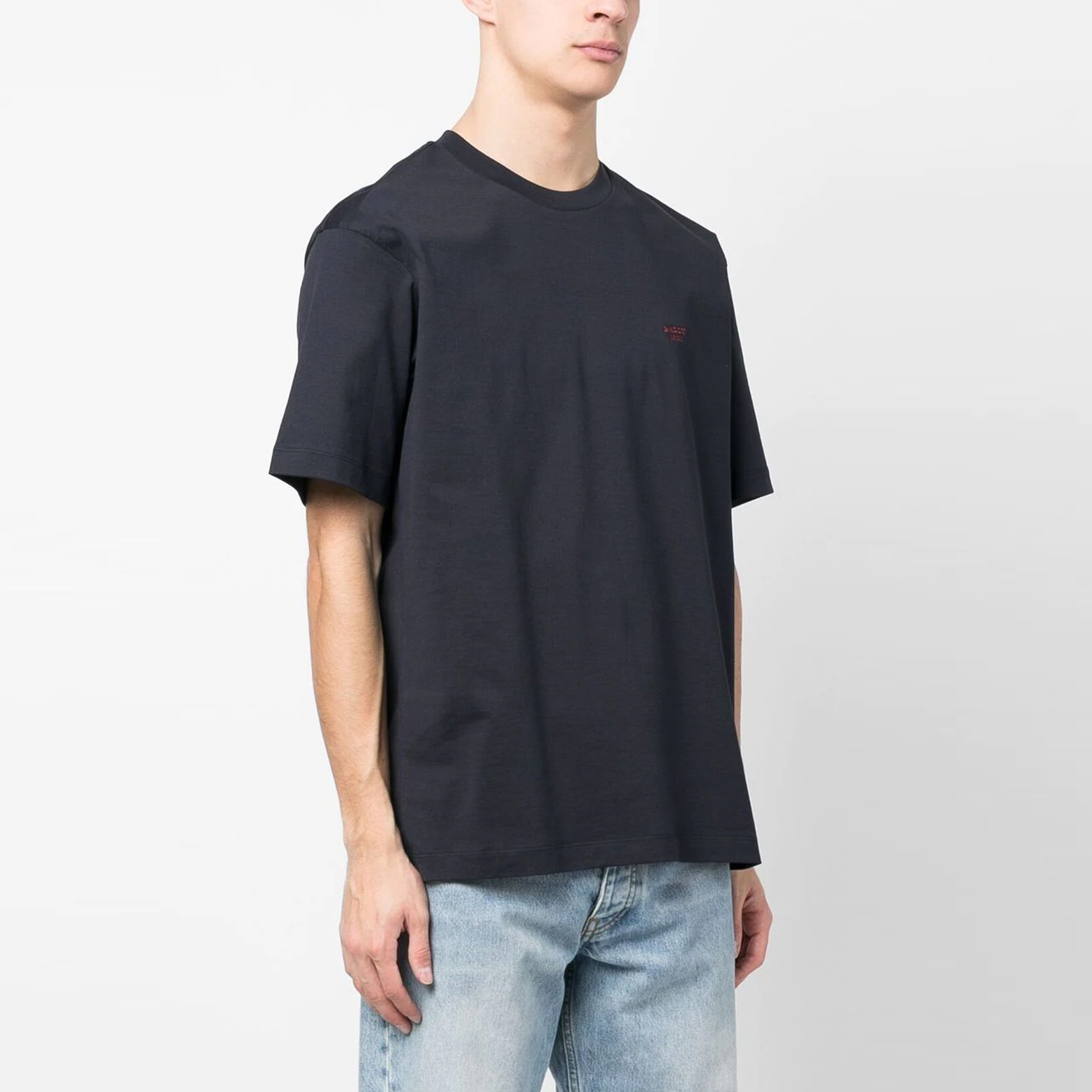 Shop BALLY SS23 海軍藍印花短袖T恤 6302016