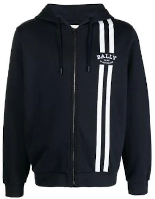 BALLY SS23 黑色连帽外套,徽标与条纹印花设计 MJE011CO054 Buy BALLY SS23 黑色连帽外套,徽标与条纹印花设计 MJE011CO054