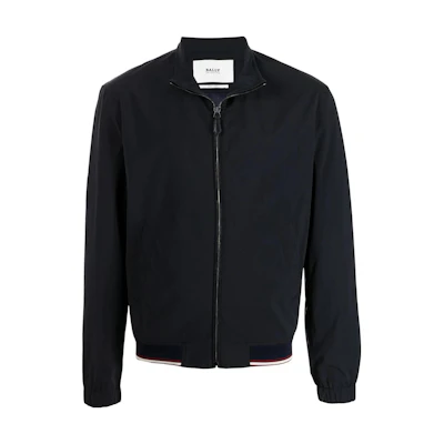 BALLY SS23 Black Solid Color Jacket with Striped Trim Design 6237577