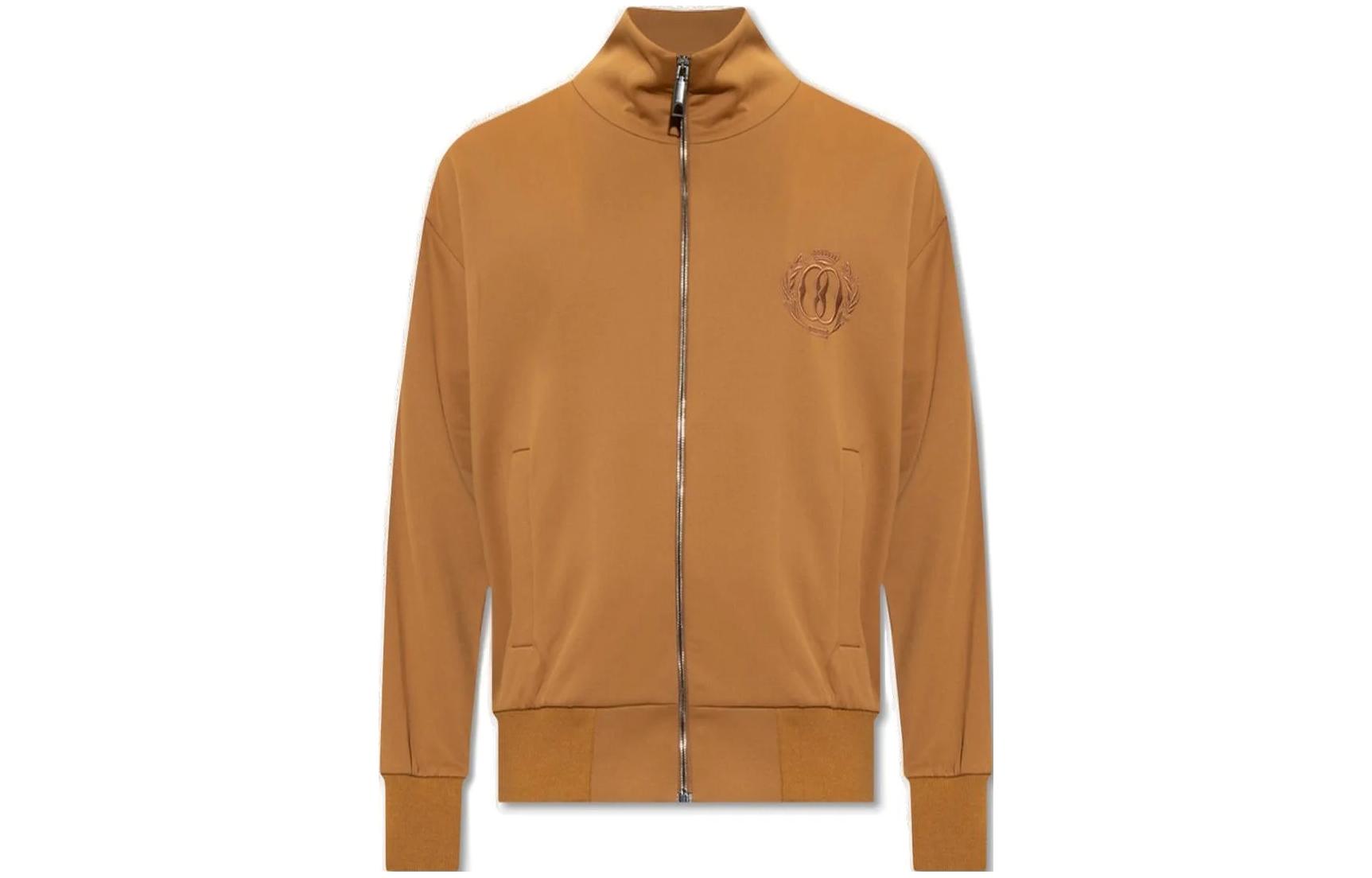 BALLY SS23 Brown Jacket with Logo Print and Stand Collar MJE01ZNY153U852