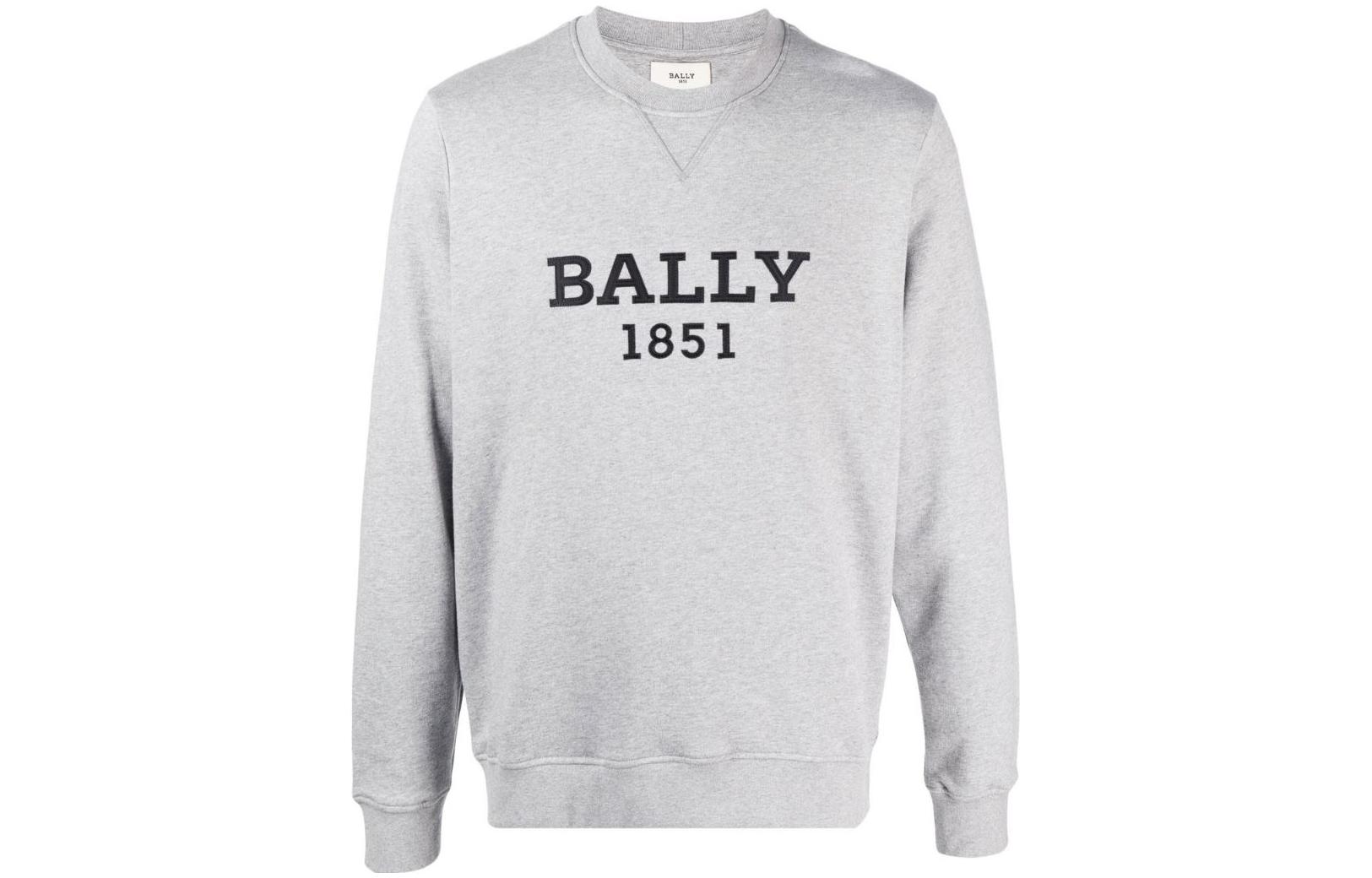BALLY SS23 Gray Logo Print Loose Fit Crewneck Sweatshirt 6303586