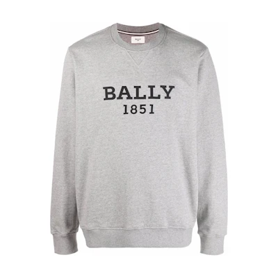 BALLY SS23 Grey Crewneck Sweatshirt with Logo Print M5BA75-1F7S34-822