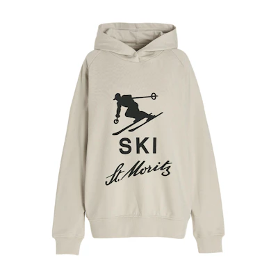 BALLY SS23 Grey Ski Print Hoodie Unisex MCC00U-CO122-U897