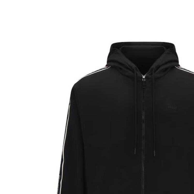 Shop BALLY SS23 字母條紋印花長袖連帽衫 6302517