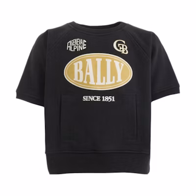 BALLY SS23 Letter Print Crewneck Short Sleeve Sweatshirt Black Men’s M5BAA41F