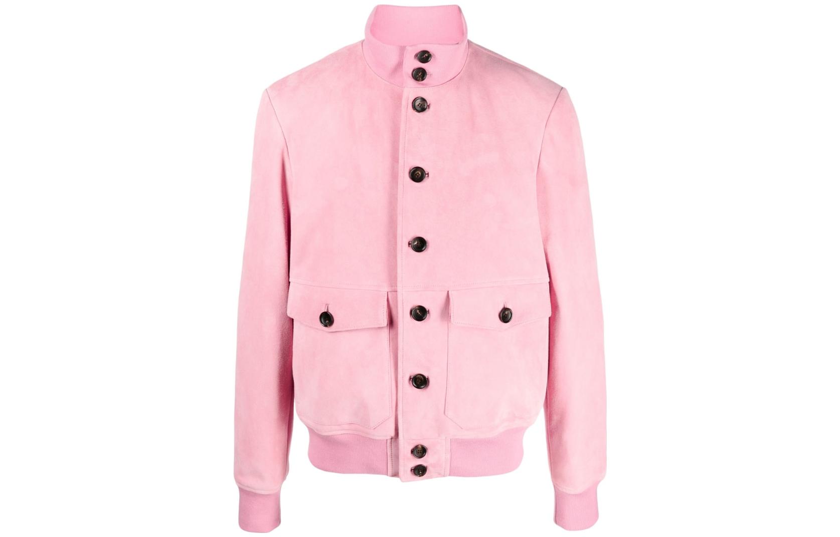 BALLY SS23 Light Pink Solid Collar Casual Button-Up Jacket 6303981