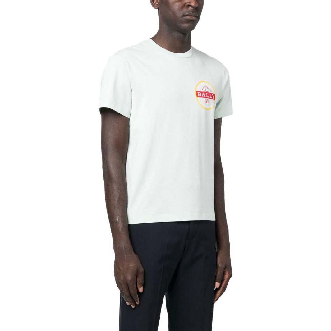 Purchase BALLY SS23 Logo Cetakan Kemeja-T Lengan Pendek Biru Muda Fesyen. 6303684CO018