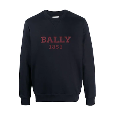 BALLY SS23 Logo Print Crewneck Sweatshirt Black 6302926