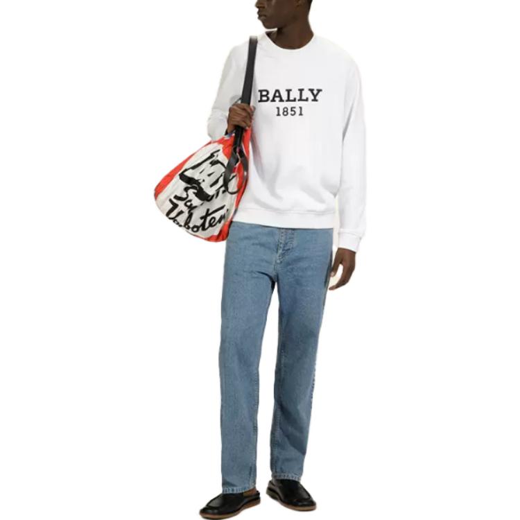 Lookbook BALLY SS23 Logo Print White Long Sleeve Sweatshirt for Men 6303048