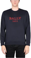 BALLY SS23 Navy Crewneck Sweatshirt with Letter and Number Embroidery MJE020CO054I549 BALLY SS23 Navy Crewneck Sweatshirt with Letter and Number Embroidery MJE020CO054I549