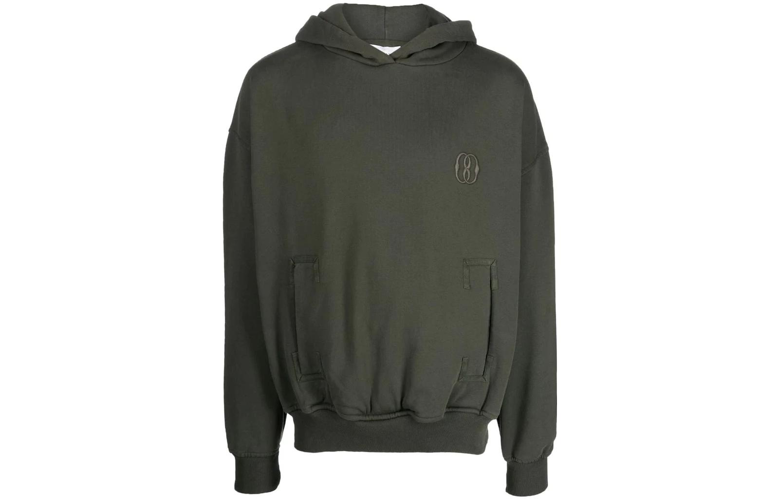 BALLY SS23 Olive Green Solid Pocket Logo Print Sweatshirt M5BAA45FMJE02IU645