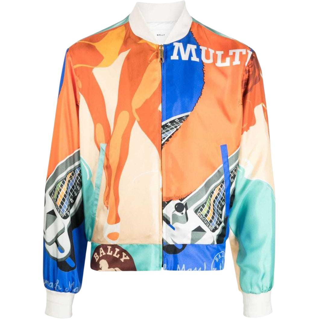 BALLY SS23 Printed Logo Bomber Jacket with Zipper - Multicolor MOU03VSE079