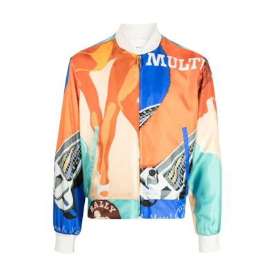 BALLY SS23 Printed Logo Bomber Jacket with Zipper - Multicolor MOU03VSE079