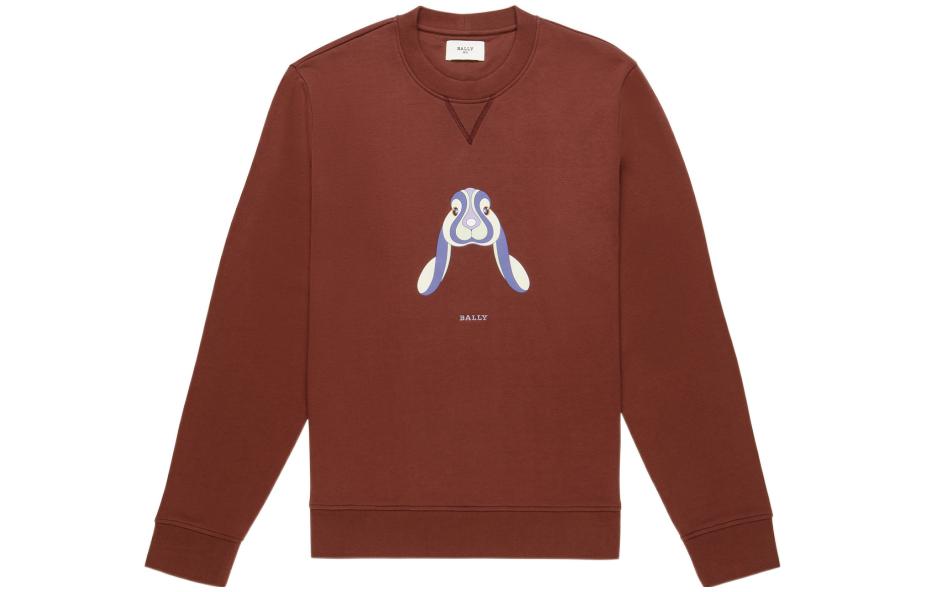 BALLY SS23 Red Rabbit Print Crewneck Long-Sleeve Sweatshirt 6303871
