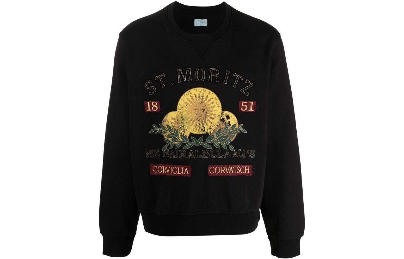 BALLY SS23 S-Pattern Graphic Crewneck Sweatshirt Black MCC00W-CO122U-901