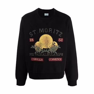BALLY SS23 S-Pattern Graphic Crewneck Sweatshirt Black MCC00W-CO122U-901
