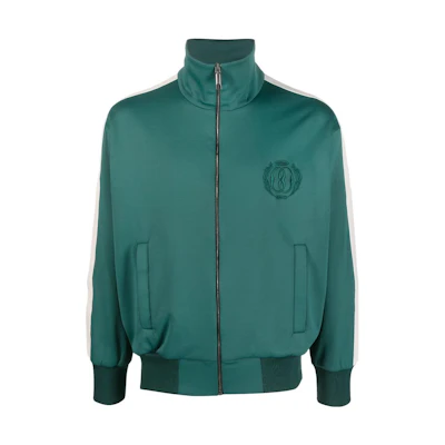 BALLY SS23 Solid Color Logo Embroidered Bomber Jacket Green - 6304089