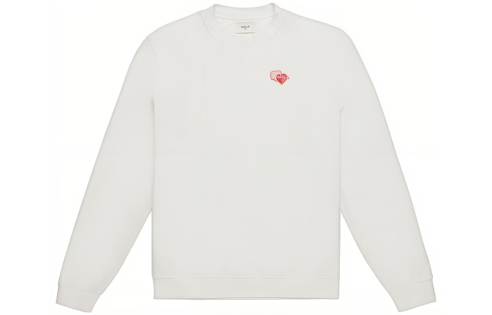 BALLY SS23 White Crewneck Pullover Sweatshirt with Heart Print for Men 6303927