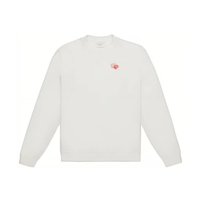 BALLY SS23 White Crewneck Pullover Sweatshirt with Heart Print for Men 6303927