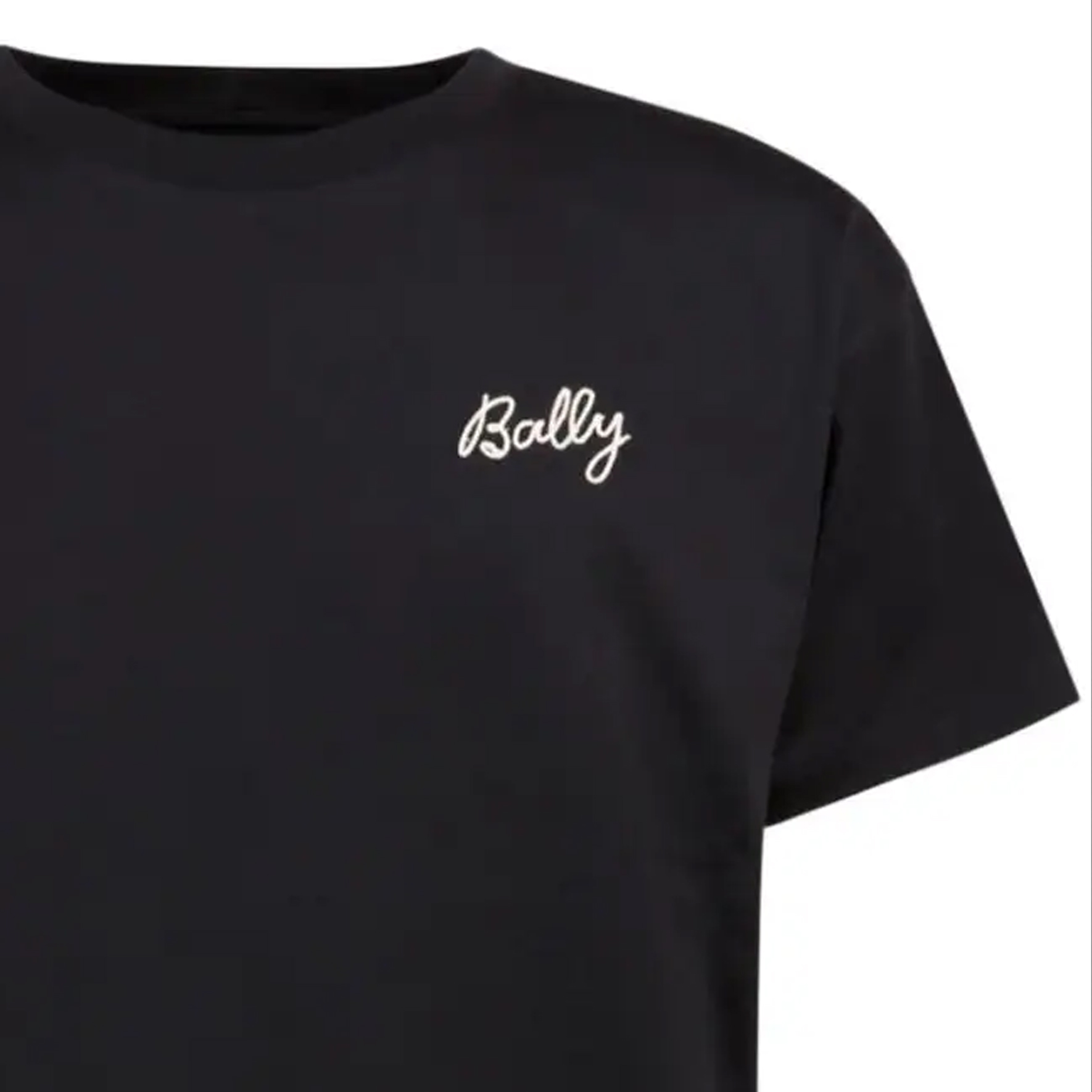 Details for BALLY SS24 Kaos Hitam Crewneck dengan Logo Bordir. MJE05JCO018