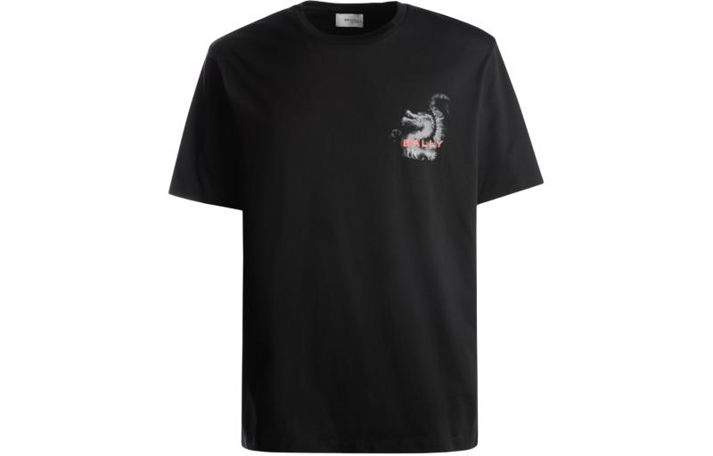 Order BALLY SS24 黑色圓領T恤 動物字母圖案設計 6307034