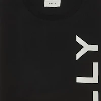 Shop BALLY SS24 Black Letter Logo Print Crewneck Casual T-Shirt. 6306482