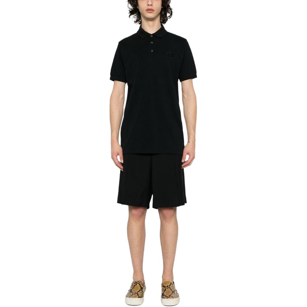 Lookbook バリー SS24 ブラック 無地 ボタン ルーズフィット 半袖 ポロシャツ. MJE03ICO228U901