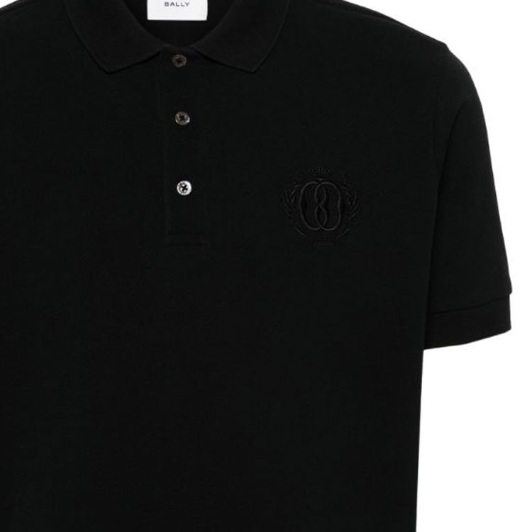Details for バリー SS24 ブラック 無地 ボタン ルーズフィット 半袖 ポロシャツ. MJE03ICO228U901