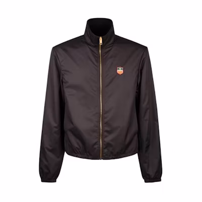BALLY SS24 Black Solid Logo Patch Casual Zip-Up Jacket. 6306535