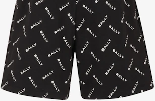 Shop BALLY SS24 藍色Logo印花彈性腰休閒短褲 6306484