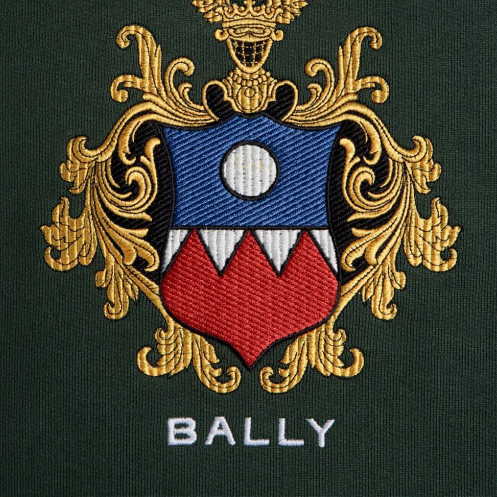 Shop BALLY SS24 Hoodie Lengan Panjang Hijau Cetak Huruf Sweatshirt Kasual. MJE065CO227