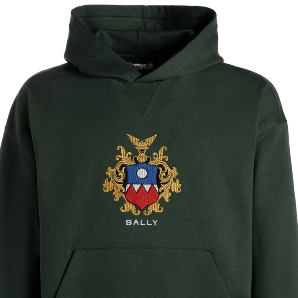 Details for BALLY SS24 Hoodie Lengan Panjang Hijau Cetak Huruf Sweatshirt Kasual. MJE065CO227