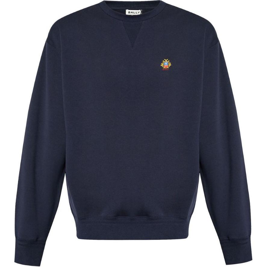 Order 발리 SS24 로고 자수 크루넥 스웻셔츠 블루 루즈핏. 6308831