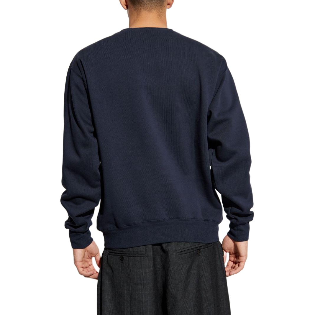 Shop 발리 SS24 로고 자수 크루넥 스웻셔츠 블루 루즈핏. 6308831