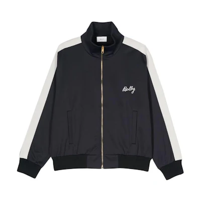 BALLY SS24 Midnight Blue Letter Logo Zip-Up Jacket. 6306411