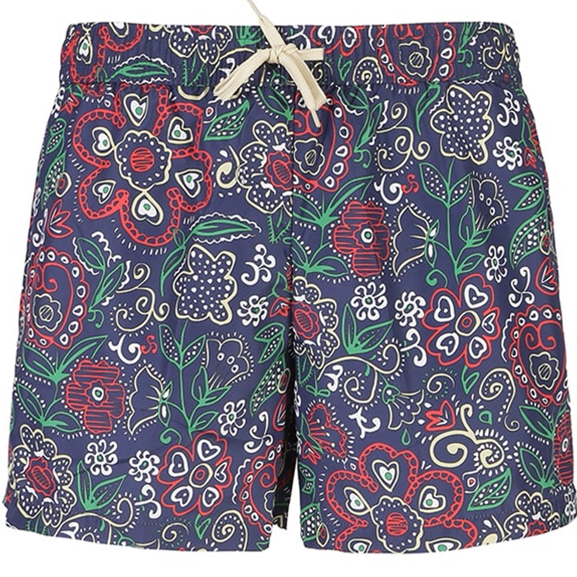 BALLY SS24  Navy Blue Floral Print Drawstring Swim Shorts. 6307318