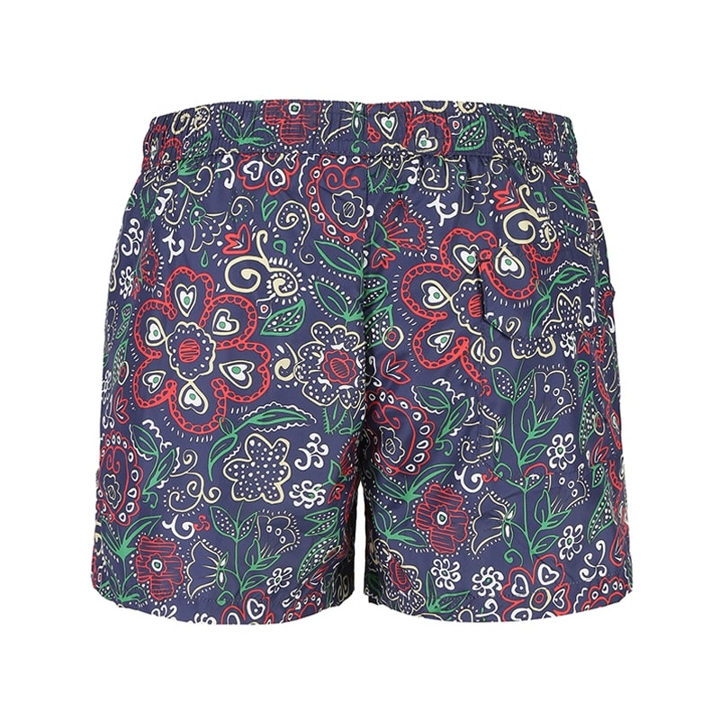 Lookbook 발리 SS24 네이비 블루 플로럴 프린트 드로스트링 수영 반바지. 6307318