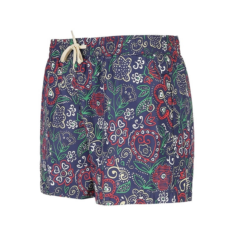 Shop 발리 SS24 네이비 블루 플로럴 프린트 드로스트링 수영 반바지. 6307318